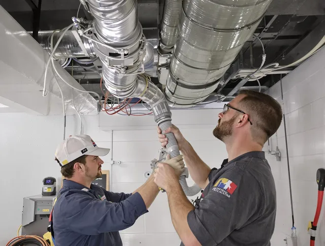 Carver Air Duct Cleaning technician performing thorough AC duct cleaning in Carver