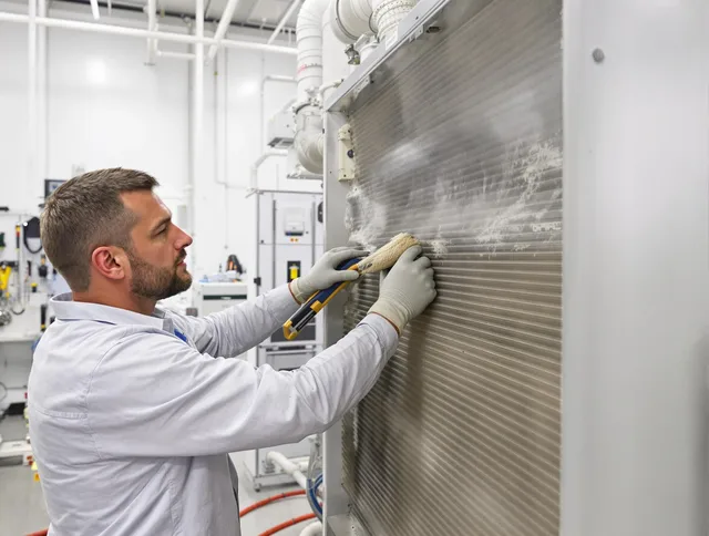 Carver Air Duct Cleaning technician performing precision commercial coil cleaning at a Carver business
