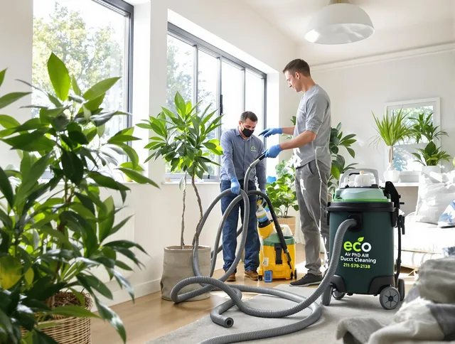 Carver Air Duct Cleaning technician performing eco-friendly duct cleaning using sustainable methods in Carver